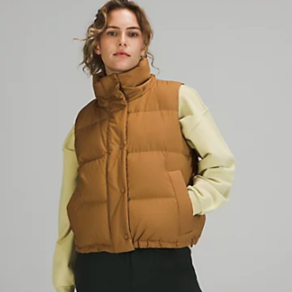 Lululemon NWT Wunder Puff Crop Vest Sz 10 bold beige